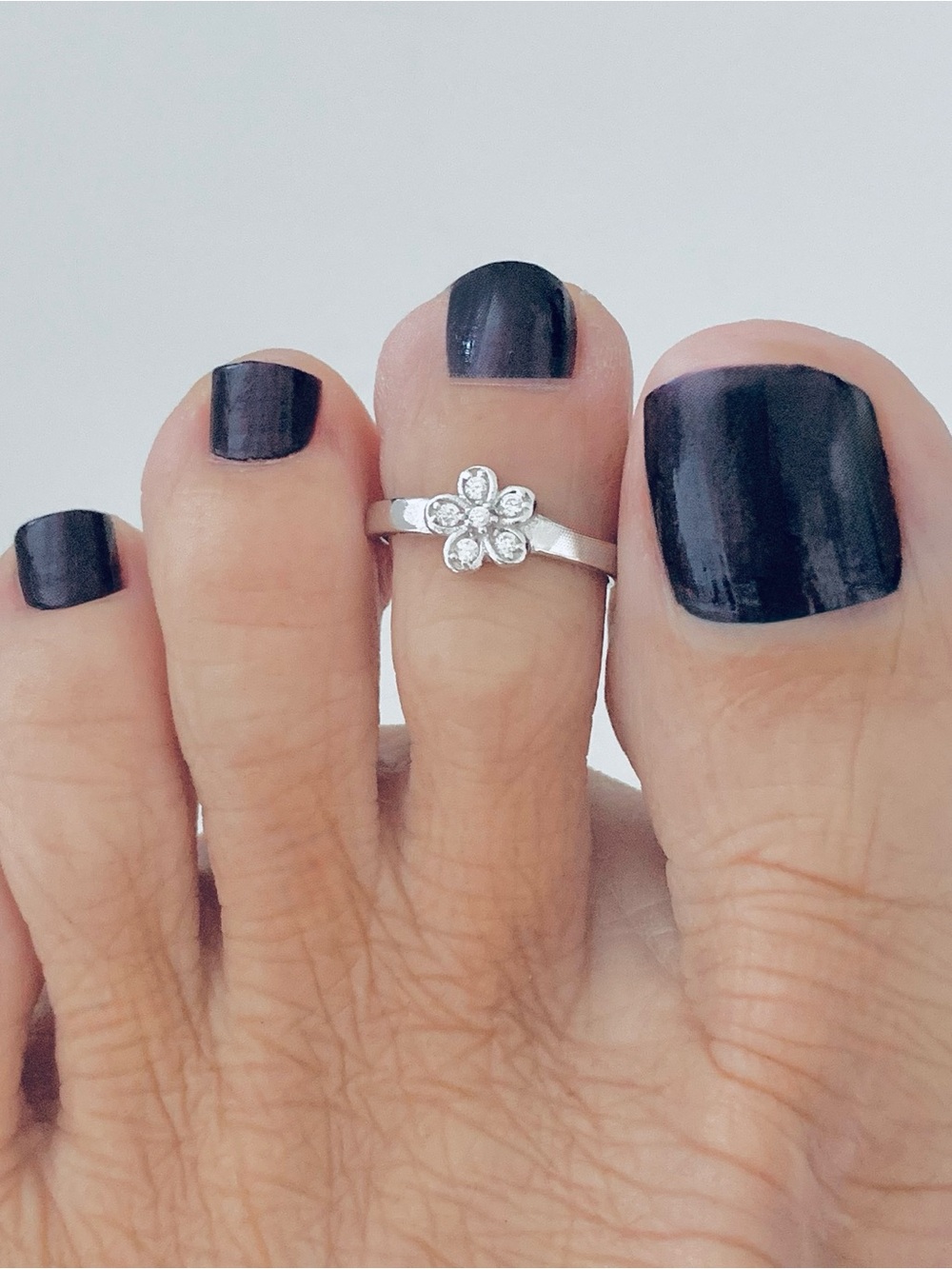 Sterling Silver CZ Plumeria Toe Ring, Flower Silver Rings, Hawaii Flowers